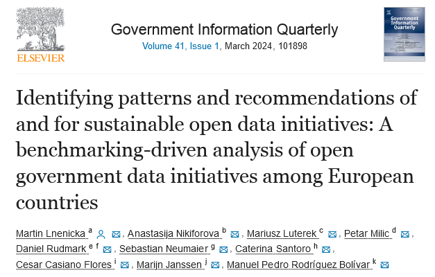 📢✍️🗞️New paper alert! “Identifying patterns and recommendations of and for sustainable open data initiatives: A benchmarking-driven analysis of open government data initiatives among European countries”, GIQ