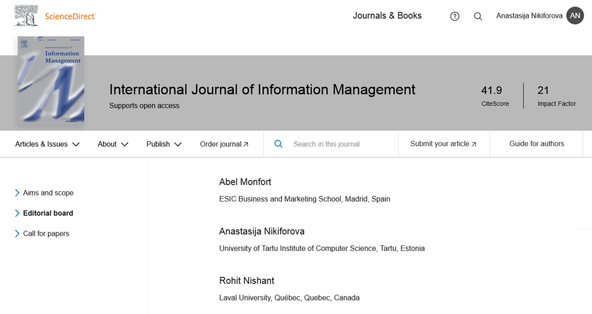 Editorial Board Member of International Journal of Information Management (IJIM)